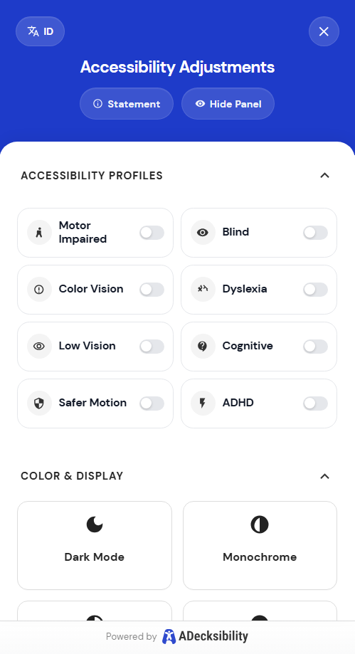 ADecksibility widget preview displayed in the hero section